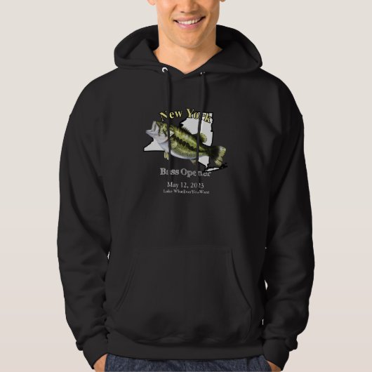 Custom Lake/Date New York Bass Open Dark Hoodie (Voorkant)