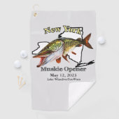 Custom Lake/Date New York Muskie Vist Towel Golfhanddoek (Insitu)