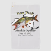 Custom Lake/Date New York Muskie Vist Towel Golfhanddoek (Voorkant)