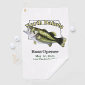 Custom Lake/Date North Dakota Bass Vissen Towel Golfhanddoek (Insitu)