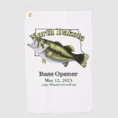 Custom Lake/Date North Dakota Bass Vissen Towel Golfhanddoek (Voorkant)