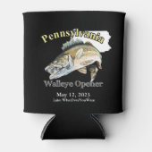 Custom Lake/Date Pennsylvania Walleye Opener Dark Blikjeskoeler (Voorkant)