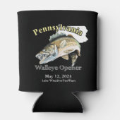 Custom Lake/Date Pennsylvania Walleye Opener Dark Blikjeskoeler (Achterkant)