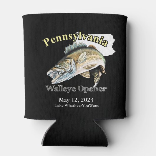 Custom Lake/Date Pennsylvania Walleye Opener Dark Blikjeskoeler (Achterkant)