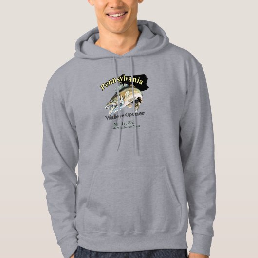 Custom Lake/Date Pennsylvania Walleye Opener Hoodie (Voorkant)