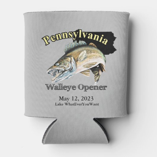 Custom Lake/Date Pennsylvania Walleye Opener Light Blikjeskoeler (Voorkant)