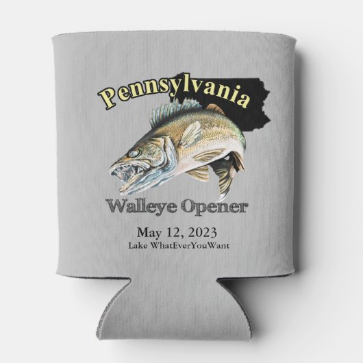 Custom Lake/Date Pennsylvania Walleye Opener Light Blikjeskoeler (Achterkant)