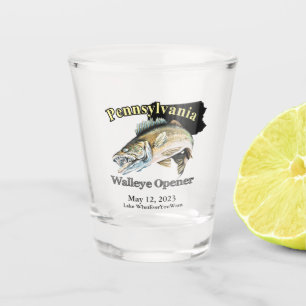 Custom Lake/Date Pennsylvania Walleye Opener Shot Glas