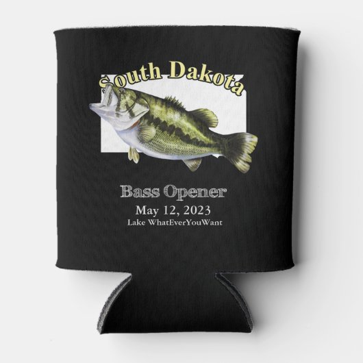 Custom Lake/Date South Dakota Bass Opener Dark Blikjeskoeler (Voorkant)