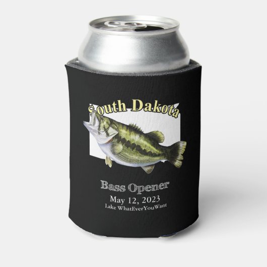 Custom Lake/Date South Dakota Bass Opener Dark Blikjeskoeler (Blikje Achterkant)