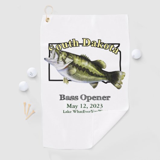 Custom Lake/Date South Dakota Bass Vissen Towel Golfhanddoek (Insitu)