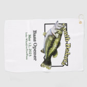 Custom Lake/Date South Dakota Bass Vissen Towel Golfhanddoek (Horizontaal)
