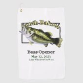 Custom Lake/Date South Dakota Bass Vissen Towel Golfhanddoek (Voorkant)