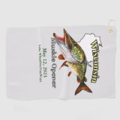Custom Lake/Date Wisconsin Muskie Vissen Towel Golfhanddoek (Horizontaal)