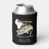 Custom Lake/Date Wisconsin Walleye Open Dark Blikjeskoeler (Blikje Voorkant)