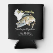 Custom Lake/Date Wisconsin Walleye Open Dark Blikjeskoeler (Voorkant)