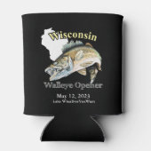Custom Lake/Date Wisconsin Walleye Open Dark Blikjeskoeler (Achterkant)
