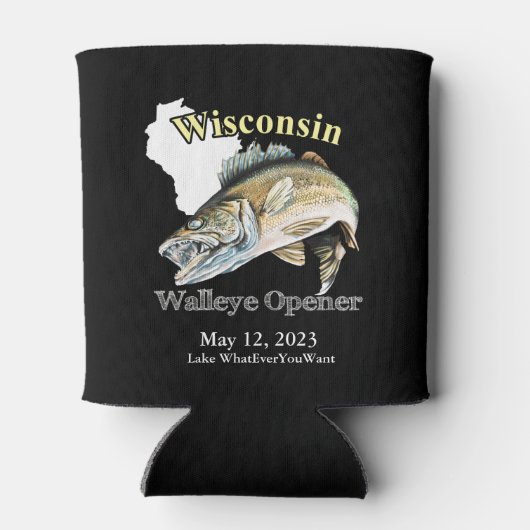 Custom Lake/Date Wisconsin Walleye Open Dark Blikjeskoeler (Achterkant)