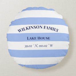 Custom Lake house Blue Stripes Rond Kussen