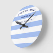 Custom Lake house Blue Stripes Ronde Klok (Hoek)