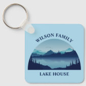 Custom Lake House Family Home Blue Sleutelhanger (Voorkant)