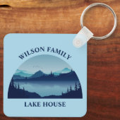 Custom Lake House Family Home Blue Sleutelhanger (Achterkant)