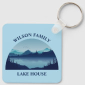 Custom Lake House Family Home Blue Sleutelhanger (Achterkant)