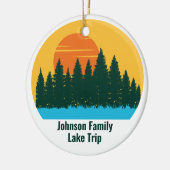 Custom Lake House Family Trip Schattigee zonsonder Keramisch Ornament (Links)