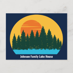 Custom Lake House Family Trip zonsondergang Briefkaart