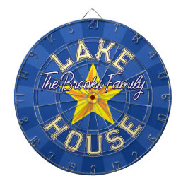 Custom Lake House Ultramarine Blue and Yellow Star Dartbord