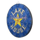Custom Lake House Ultramarine Blue and Yellow Star Dartbord (Voorkant Rechts)