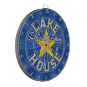 Custom Lake House Ultramarine Blue and Yellow Star Dartbord (Voorkant Links)