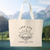 Custom Lake Life Sunset Minimalistisch Modern Boho Grote Tote Bag