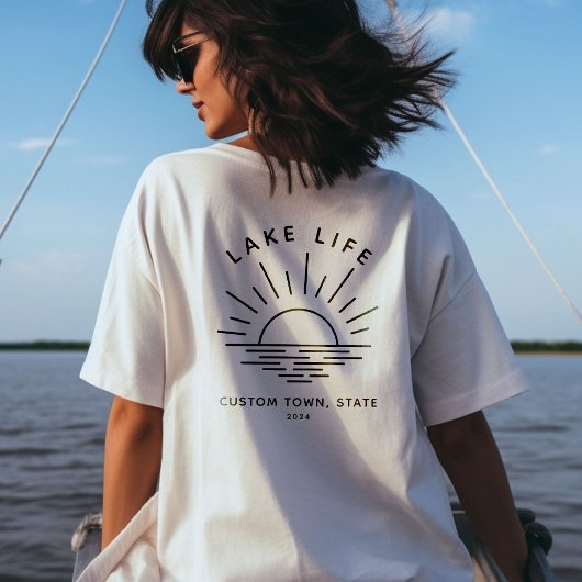 Custom Lake Life Sunset Minimalistisch Modern Boho T-shirt