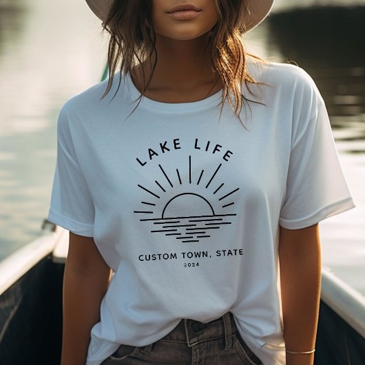 Custom Lake Life Sunset Minimalistisch Modern Boho T-shirt