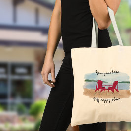 Custom Lake uitzicht "Mijn gelukkige plek Tote Bag