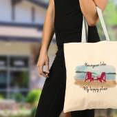 Custom Lake uitzicht "Mijn gelukkige plek Tote Bag