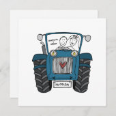 Custom Land Bruiloft Blauwe Tractor Avond Kaart (Voorkant / Achterkant)