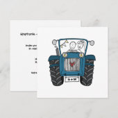 Custom Land Bruiloft Blauwe Tractor Avond Kaart (Voorkant / Achterkant)