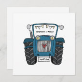 Custom Land Bruiloft Blauwe Tractor Avond Kaart (Voorkant / Achterkant)
