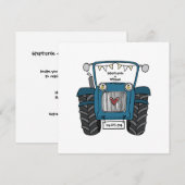 Custom Land Bruiloft Blauwe Tractor Avond Kaart (Voorkant / Achterkant)