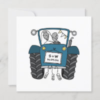 Custom Land Bruiloft Blauwe Tractor Avond