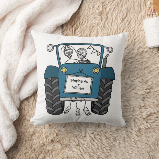 Custom Land Bruiloft Blauwe Tractor Kussen (Deken)