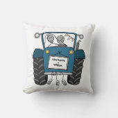 Custom Land Bruiloft Blauwe Tractor Kussen (Voorkant)