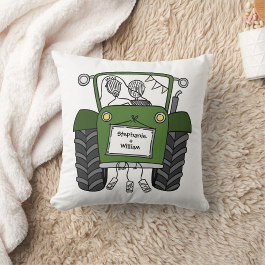 Custom Land Bruiloft Groene Tractor Kussen (Deken)