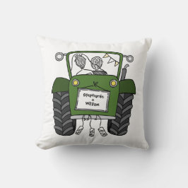 Custom Land Bruiloft Groene Tractor Kussen