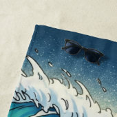 Custom Large Ocean Wave Graphic Beach Towel  Strandlaken (In situ)