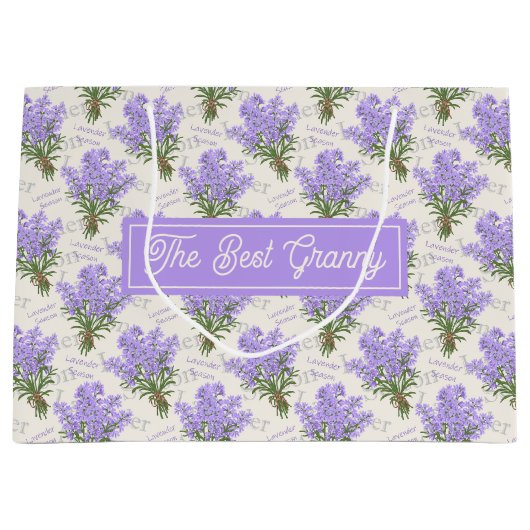 Custom Large Paper Bag with Lavender Pattern Groot Cadeauzakje (Voorkant)
