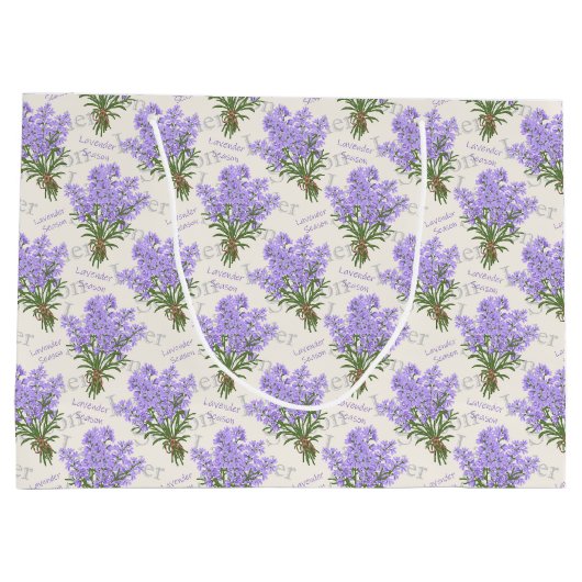 Custom Large Paper Bag with Lavender Pattern Groot Cadeauzakje (Achterkant)