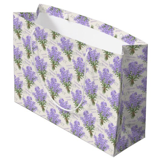 Custom Large Paper Bag with Lavender Pattern Groot Cadeauzakje (Achterkant Gekanteld)